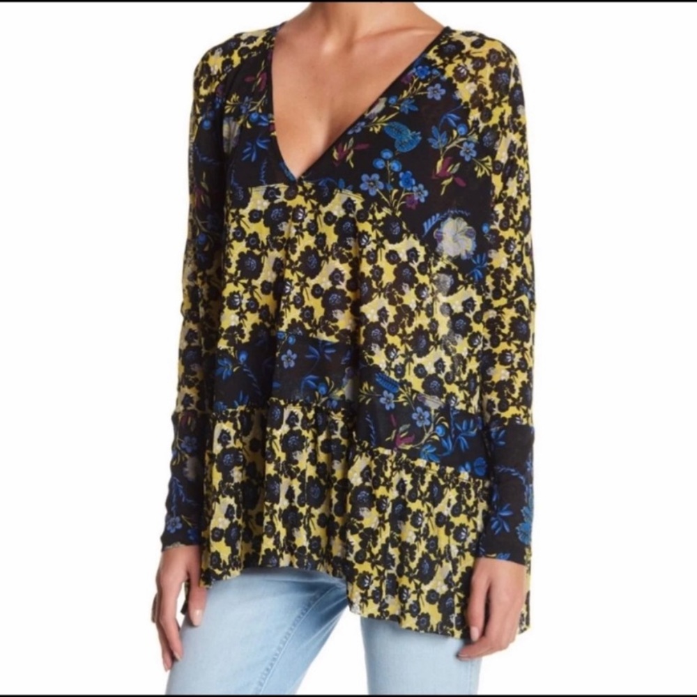 Free People Isabella boxy Floral Tunic Size Small